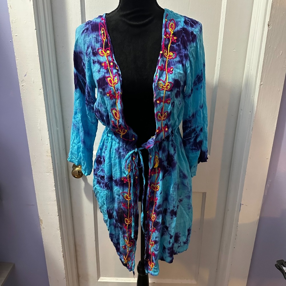 Ace Fashion Blue‎ Tie Dye Cardigan in S NWT